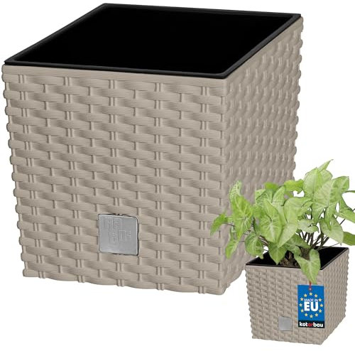 KOTARBAU® - Vaso da fiori, coprivaso con vaso interno, per coltivare le piante, 170 mm, Mocca (beige)