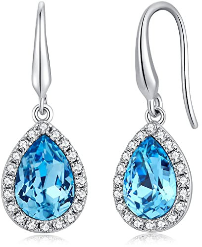 Ohrringe Silber 925 Hängend Ohrringe Damen Hängend Geburtsstein Hängende Tropfenohrringe Weißgold Damen Schmuck Geschenk für Mutter des Liebhabers 03