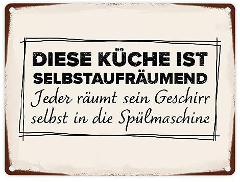Diese Küche ist selbstaufräumend Metallschild in 15x20 cm für den Haushalt lustiges Blechschild für die Küche als Erinnerung für Familienmitglieder die das Geschirr nicht in