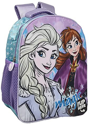 CARTOON Kindergartenrucksack Frozen II, Disney, Elsa, Anna, mit magnetischem Klappe, austauschbar, Tasche, Schule, Freizeit, Spaziergang, Meer, 28 x 22 x 10 cm, Türkis - 1029P1408