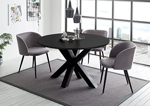 58 aufm Kessel Esstisch Rund ausziehbar Edda 9 110 x 110 x 78 Küchentisch Schwarzstahl 13556-110