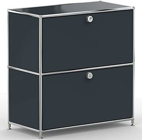 SYSTEM8X Sideboard 02001 Anthrazitgrau 77x40x80cm - Modernes Chrom Design mit 2 Klappen, Stellfüße - Für Wohnzimmer, Büro, Praxis