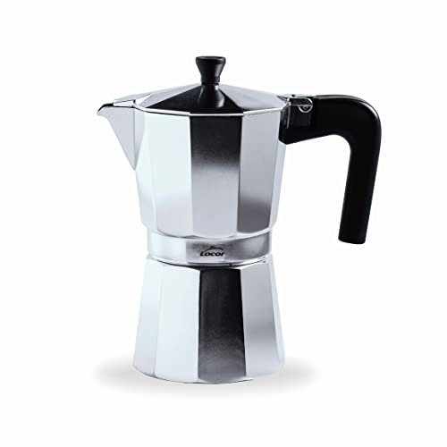 LACOR - 62022 - Cafetera Italiana Turin, Cafetera Express, Aluminio Fundido, Apta para Todo Tipo de Fuegos Excepto Inducción, Capacidad 12 Tazas, Acabado Brillo
