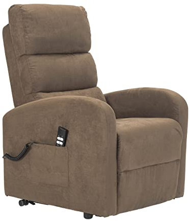 POLTRONE ITALIA Jessica1 PERSONALISIERTEN Sessel mit aufstehhilfe Medizinisches Gerät 4 Räder Mikrofedersitz Flauschige Braun