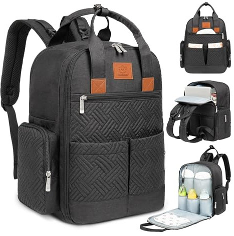 KeaBabies Baby Wickeltasche Rucksack - Multifunktional Baby Wickelrucksack Wickeltasche Mit Wickelunterlage, Große Baby Taschen für Mama, Papa, Organizer Wickeltasche für Kinderwagen (Charcoal)