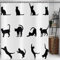 Hnmdmyi Duschvorhang Lustig Katze 180x200, Schwarzes Kätzchen Silhouette Badewanne Vorhang Kinder Niedlich Cartoon Tier Schwarz und Weiß Minimalismus Kunst Wasserdicht Stoff Waschbar Badevorhang