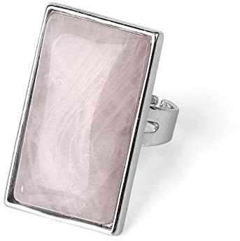 Natural Amethyst Ring - Adjustable Setting Rectangle Green Aventurine Stone Ring, Personality Trend Open Rose Quartz Ring,Jewelry Gift Birthday Gift For Mom Women Wife Girls,Rose,Quartz,Resizable