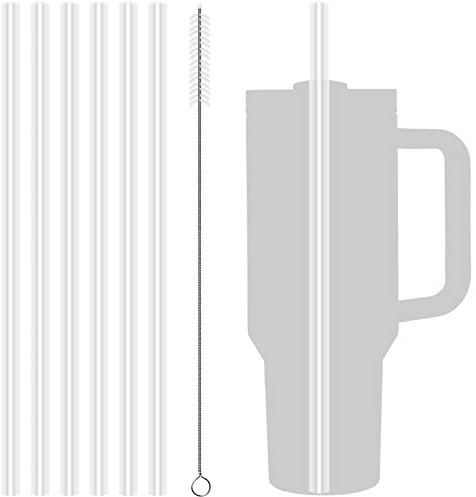 6Pcs Strohhalme for Stanley Adventure Travel Tumbler, Plastic Straws Compatible with Stanley 20/30/40 oz Stanley Tumbler, Klare Strohhalme mit Reinigungsbürste