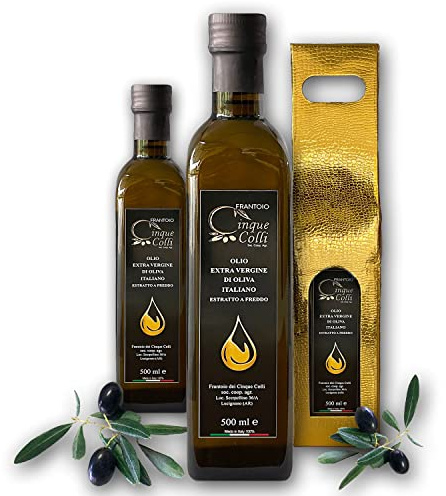 Olio Extravergine Di Oliva Frantoio di olive olio evo italiano Estrattore a Freddo Gusto Fruttato Leggero Equilibrato Bottiglia Lt 0,50
