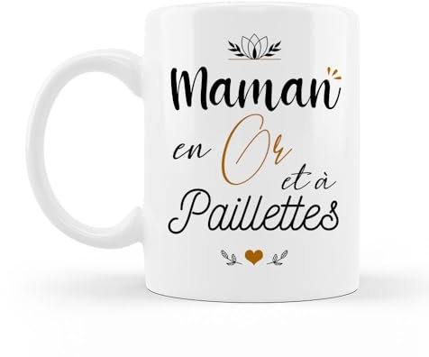 Mug céramique - Maman en Or et à paillettes