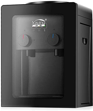 Elektrischer Wasserspender, Mini Tragbarer Wasser Dispenser, Büro Desktop-Trinkbrunnen, Trinken Brunnen Kalt- und Heißwarmwasserkühler, Schnelles Heizen, 550 W, Schwarz, 27x23.5x37cm