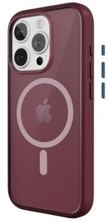 Woodcessories - iPhone 15 Pro Clear Case mit MagSafe | Transparente Handyhülle mit Kameraschutz | Anti Yellowing, Anti Kratzschutz, Dünn, Rot | DIY Knöpfe