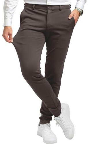 Performance Pants Herren Dunkelbraun (Größe 36W/34L) - Stilvolle Herren Hosen Stretch - Chino Hose Stretch - Stilvolle Anzughose - Modische Praktische Männer Hosen für Business & Freizeit