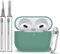 MOLOPPO AirPods 3 Case Cover, Silicone Protective Accessories Skin with Keychain and Clean Pen Compatible with Apple AirPod 3rd Generation 2021 for Women Men,Front LED Visible-Pine Green