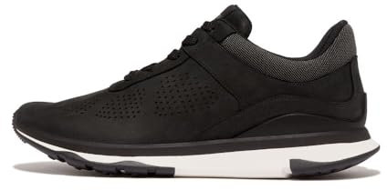Fitflop Vitamin FFX Mens PERF Nubuck Sports Sneakers Shoe, Black/Cream, 10 UK