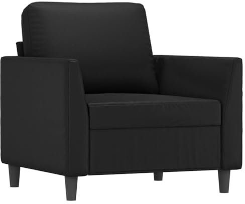 vidaXL Sofa 2-Sitzer, Loungesofa Couch mit Armlehnen Rückenkissen, Wohnzimmersofa Designsofa Metallgestell, Sitzmöbel Zweisitzer, Schwarz Kunstleder