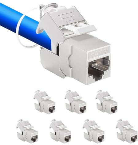 8PCS CAT 7 Keystone Jack Modul Optimal für CAT7 CAT6 CAT6a Verlegekabel Verbinder Patchkabel Netzwerkkabel STP Schirmung RJ45 Buchse 1000 MHz 10 Gbit/s für Netzwerkkabel Patchpanel Datendose Ethernet