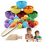 dellyy Montessori Spielzeug ab 1 Jahr, 26 PCS Verschiedenfarbige Eicheln Holz Sortier Spielzeug, Sensorik Spielzeug für Farbsortierung und Zählen, Geschenk ab 2 3 4 5 Jahr