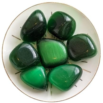 1x Green Cats Eye Tumblestone | Green Cats Eye Tumbled Stone | Green Cats Eye Stone | Tumbled Stone | Cats Eye Stones