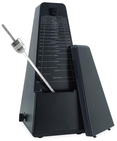 keepdrum JPQ101BK Mechanisches Metronom Taktgeber zum Aufziehen mit Glocke Schwarz