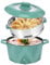 Electric Hot Pot with Steamer Rack 2L Portable Cooker 2 Gear Rapid Noodles Cooker Travel Non-Stick Electric Pot for Stir Fry Raman Soup Noodles Steak Porridge(Green)