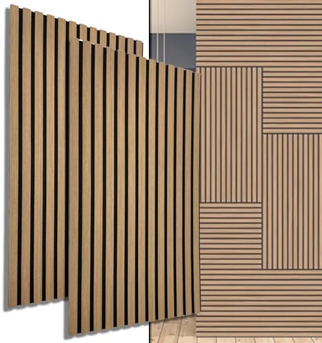 Panneau mural decoratif | Panneau acoustiques 3D lamelles MDF avec feutre 1040x520x15mm - 2 pièces (1,08m²) | Absorbant Tasseaux muraux en bois | Revêtement mural imitation bois