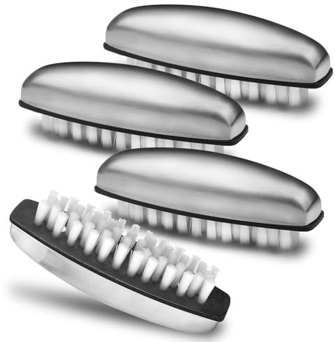 UCEC 4X Nagelbürste, Nagelbürste Edelstahl, Hochwertige Handwaschbürste, Fingernagelbürste, Borsten Hart und Weich, Handbürste Nagelbürste, Wirksame Geruchsbeseitigung, Handbürste Kinder, Gemüsebürste