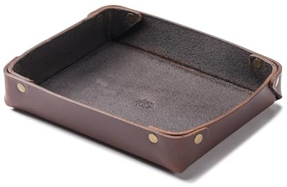 Angus Stoke Custodia in vera pelle per portafogli, chiavi, cellulare, orologi, monete, portachiavi e svuotatore in pelle di bufalo | Vassoio portaoggetti Pat (Big)