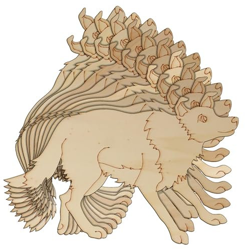 Holz-Collie-Figuren, stehend, 3 mm, Sperrholz (18 x 27,7 cm, ohne Loch), 10 Stück