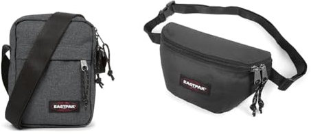 EASTPAK - The ONE - Umhängetasche, 2.5 L, Black Denim (Grau) & Springer - Gürteltasche, 2 L, Black (Schwarz)