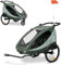 Hauck Fahrradanhänger & Kinderwagen Set Dryk Duo Plus für 2 Kinder (6-48 Monate), inkl. Regenschutz, Sonnensegel, Deichsel, Buggyrad, Fahne und LED Licht - Dark Green