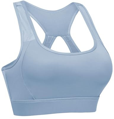 Litherday Sport BH Damen Gepolstert Push Up Sports Bustier ohne Bügel Starker Halt Sport Bra für Yoga Fitness hellblau L