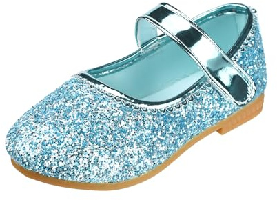 QUNUNOIRE-Chaussures de Princesse pour Filles avec Paillettes Mary Jane Chaussures de Déguisement Reine Scintillantes pour Anniversaire, Fête, École, Activité Bleu 21