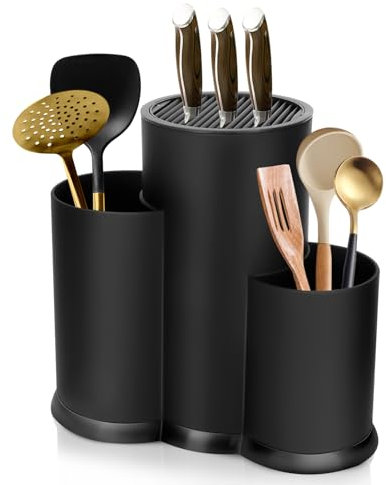 Messerblock Ohne Messer, 3 In 1 Knife Holder, Unbestückte Messerblöcke, Messerblock Ohne Messer Schwarz, Messerhalter für Alle Küchenmesser Geeignet