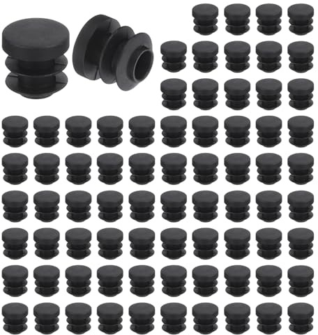 QUARKZMAN 76 Pcs Bouchon en Plastique Rond, Bouchons d'Extrémité de Tube Noirs, 14mm(0.55 Pouce) pour Pieds de Meubles, Protection de Glissement pour Chaise, Canapé, Table, Étagère