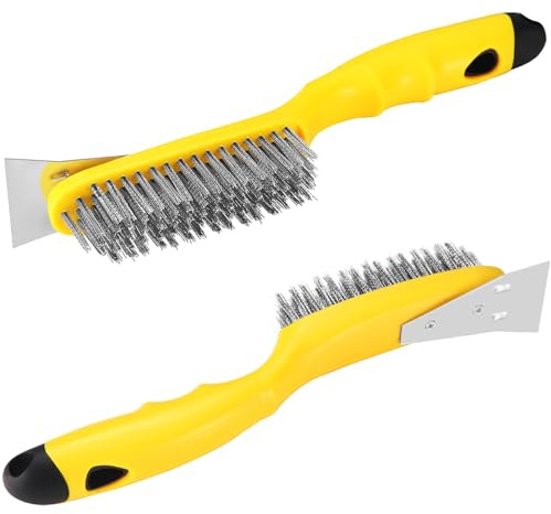 Stainless Steel Wire Brush 2 Pcs with Metal Scraper, Welding Slag Removal