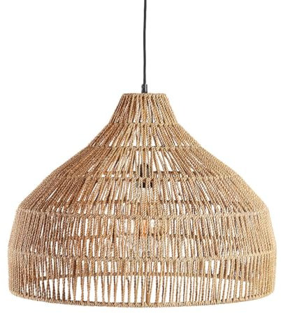CRRONG Boho Coastal Rattan Hemp Rope Chandelier Light Fixture Large Farmhouse Rustic Woven Ceiling Hanging Lamp Mid Century Lighting for Kitchen Island Dining Room Bedroom Living Room/Arch/40Cm