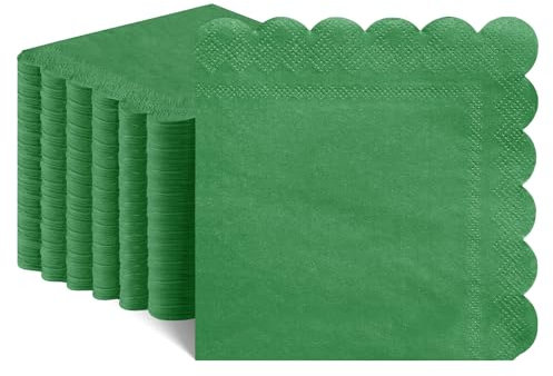 NatNarr 120 Grüne Cocktail-Servietten, Wellenförmige Einweg-Getränkeservietten für Weihnachten, Geburtstag, Hochzeit, Babyparty, 5 x 5