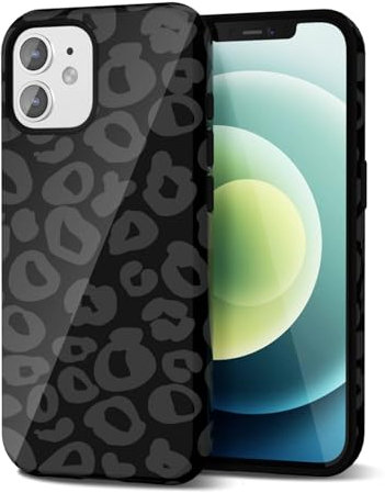 Svanove Cheetah Print Phone Case for iPhone 12/12 Pro Case Girly Trendy Leopard Pattern, Retro Cool Animal Print, Luxury Cute Case for Women, Aesthetic Y2k Hard Shell Plastic, Black