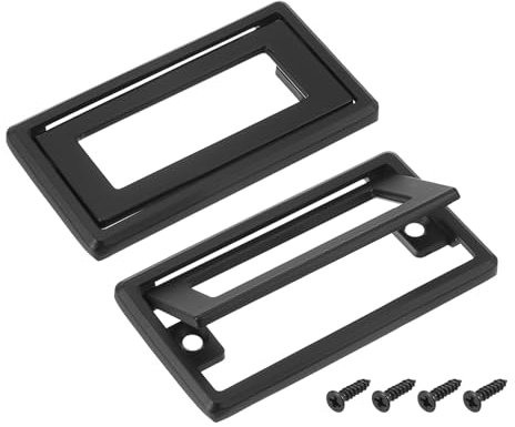 sourcing map 2 Pcs Flush Pull Handle, 2.5 Inch Hole Center Hidden Recessed Furniture Grip Cabinets Door Square Pull Ring Handles with Screws for Drawers Cupboard, 3.3 Inch Length, Black