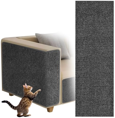 Tapete Autoadhesivo para Rascar Gatos, dellyy Alfombrilla Autoadhesiva Recortable, DIY Climbing Cat Scratcher, Tapete Rascador para Gatos, Protege Alfombras y Sofás (Gris Oscuro, 40×200cm)