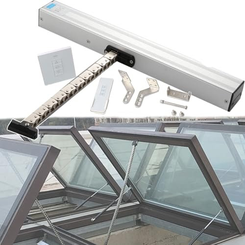 WhAeoy Attuatore Elettrico per Apertura finestre 24V (Corsa 300mm-1000mm), Doppia Catena/Basso Rumore, carico Massimo 400N, con Telecomando + Interruttore, per finestre da Tetto, Serre,600mm