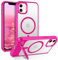 VENINGO for iPhone 11 Case,Compatible with MagSafe Invisible Stand Matte Translucent Shockproof 360 Protective Magnetic Slim Case for iPhone 11, Hot Pink