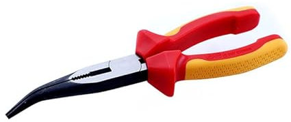 Pince à Bec effilé Coudée, Testée VDE, Multifonction, Robuste, Ergonomique, 8 Pouces, 1000 V, Isolée pour la Coupe de Fil