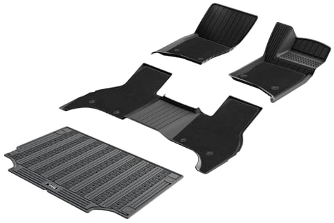 3W Double Layer Floor Mats & Boot Liner Fit for Land Rover Defender 110 2020-2026 (Only for 7 Seats), All Weather TPE Car Mats & Carpets for LR L663, Dog Friendly Heavy Duty Floor Liner Trunk Mat