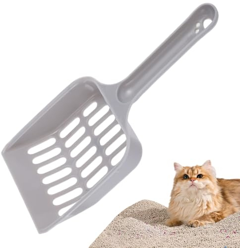 Plastic Cat Litter Shovel Cat Poop Scoop Cat Litter Tray Scoop Handy Sand Sifter Poop Sieve Cleaning Tool Shovel Scoop Cat Scoop Set (Grey)