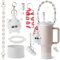 7PCS Stanley Cup Accessories Set Including I Water Bottle Handle Strap,Silicone Cup Boot, Keychain Charms & 3 Pcs Handle Charms,Straw Topper Accessories for 40oz & 30oz Stanley Tumbler(Creamy)