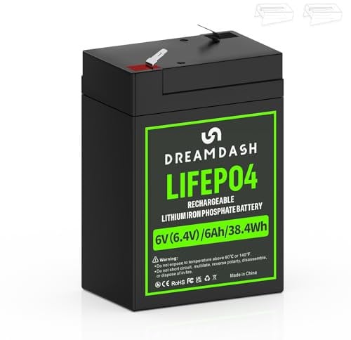 6V 4Ah LiFePO4 Battery Lithium Rechargeable, Cycle Life > 3000 cycles at 80% DOD, works from -20℃ to 60℃, IP55 for Ride on Car, UPS, Solar Wind power system, E-bike, Lighting, Scooter