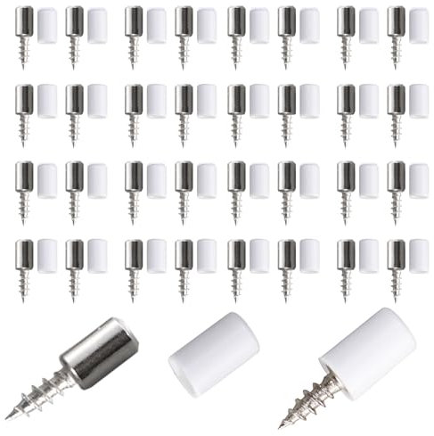 NAHUAA 90 Stück Bodenträger Regalbodenträger 7mm Selbstschneidende Integrierte Schrauben Regalstützen Einlegeboden Halter mit weißer Anti-Rutsch-Abdeckung für Schrank Bücherregale