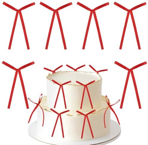 mciskin 30 rote Schleifen, Kuchendekoration - Rote Schleifen für Geburtstag, Hochzeit, Babyparty & Jahrestag